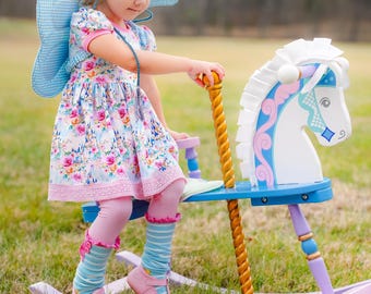 Blue Gingham Butterfly Wings: Handmade Cotton Imaginative Play