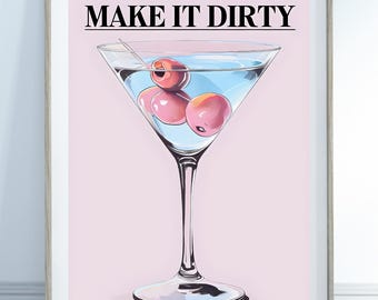Cocktail Poster | Bar Cart Decor | Dirty Martini wall art | Digital Download PRINTABLE Wall Art