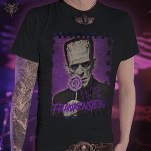 Retro Frankenstein T-Shirt, Funny Horror Movie Tee, Garment-Dyed Cotton Bild 1
