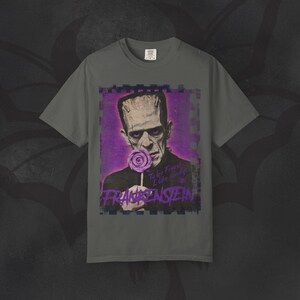 Retro Frankenstein T-Shirt, Funny Horror Movie Tee, Garment-Dyed Cotton Pepper