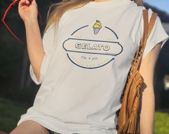 Vintage Gelato Ice Cream Graphic Tee, Retro Summer Shirt