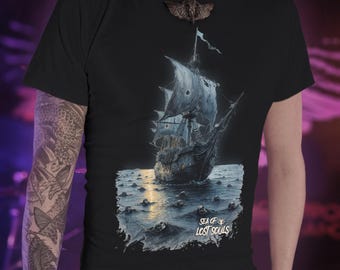 Vintage Pirate Ship Shirt, Retro Nautical, Edgy Festival Fashion