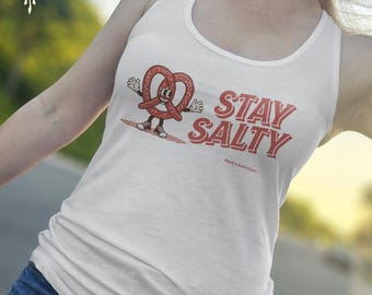 Stay Salty Pretzel Tank Top, Handcrafted Goth Festival Wear