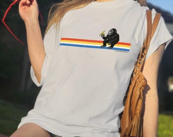 Groovy Gorilla Graphic Tee, Retro 70s Festival Shirt