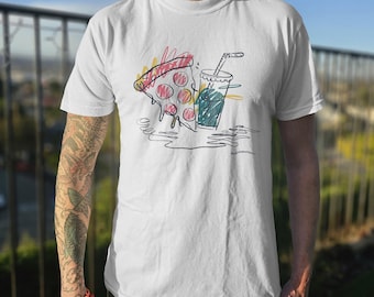 Funny Pizza Scribble Graphic Tee, Unisex Hipster Style