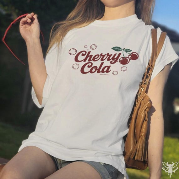 Vintage Cherry Cola Tee, Unisex Graphic Shirt, Soft Cotton Fabric, Retro Festival Top, Casual Summer Wear, Machine Washable