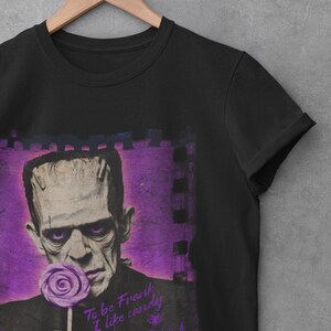 Retro Frankenstein T-Shirt, Funny Horror Movie Tee, Garment-Dyed Cotton Bild 3