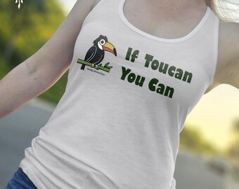 Tanktop met grappige toekan, tropische zomerstijl