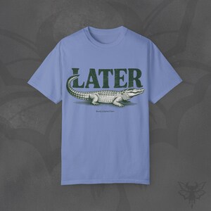 Later Gator T-Shirt, Vintage Graphic Print, Ethical Cotton Tee Washed Denim