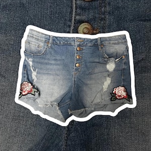 Stylish Distressed Denim Shorts with Floral Embroidery