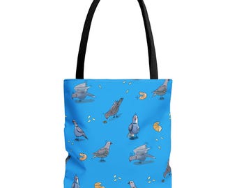 Pigeon Print Tote Bag, Fun Bird Lover Accessory