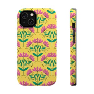 Funda magnética para teléfono con estampado floral rosa: accesorio portátil con flores, funda protectora, bonita carcasa para smartphone, equipo tecnológico con estampado floral.