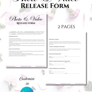 Photo and Video Release Form for Hairstylist or Makeup Artist