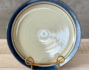 Vintage Otagiri Japan Mariner Blue & Grey Speckled Stoneware Dinner Plate - Japanese Retro Ceramic Hand Crafted Tableware - Coastal Decor