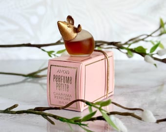 Parfüm Petite Vintage Avon Parfümflasche in Mausform in Box - Charisma / schwer fassbarer Duft - Retro Vanity Decor