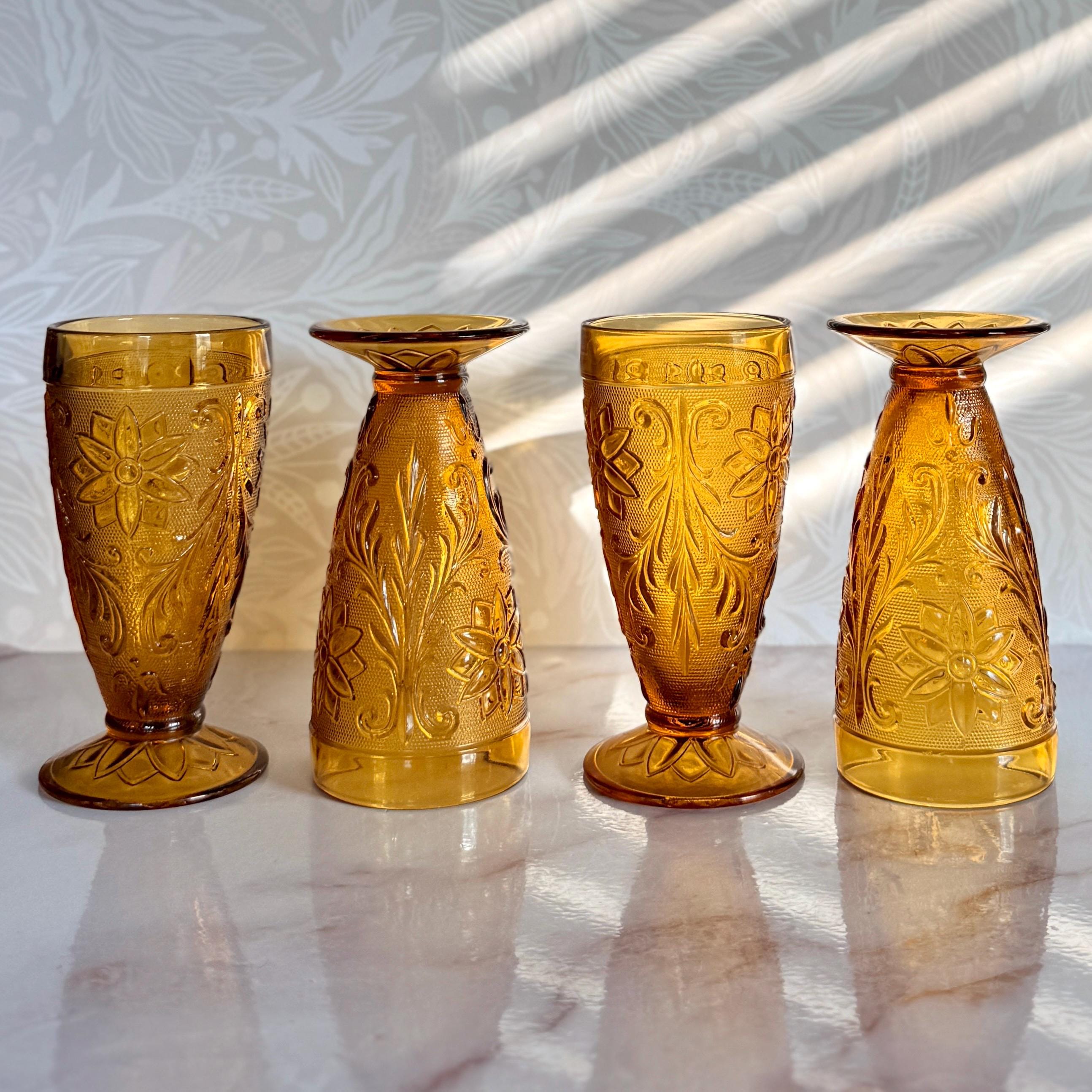 アンバーカラー ガラス製 ボトル　ミッドセンチュリー Mid Century Amber Glassware - Etsy