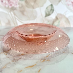 Rolled Edge Large Vintage Console Bowl - Etch 708 Pink by Cambridge Glass - Etched Pink Depression Glass Serving Dish - Windows Pattern