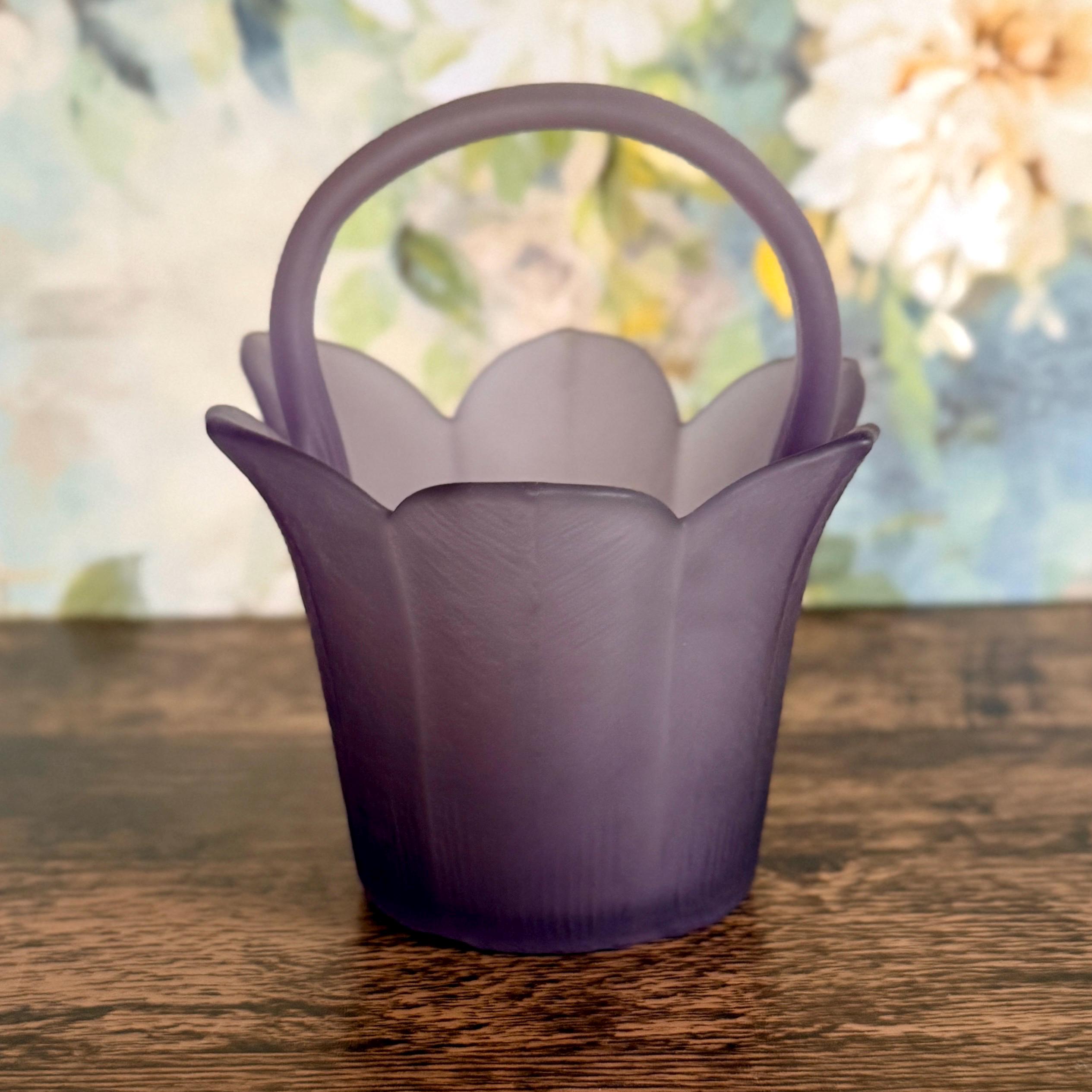 Vintage Mikasa Kurata Japan Lavender Flower Petal Handled Basket