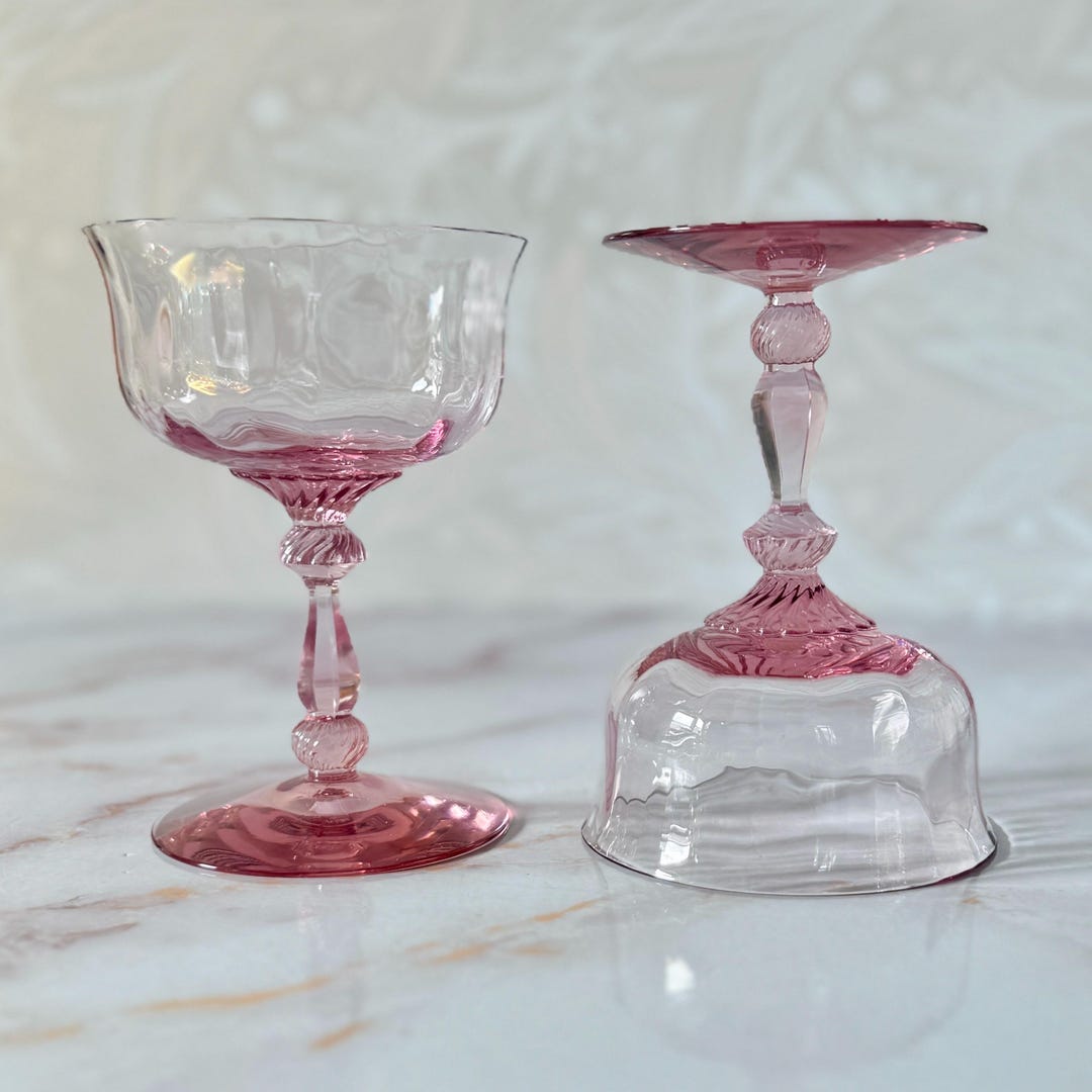 Pair of Heisey Hawthorne Penn Charter Champagne Coupes / Tall Sherbet ...