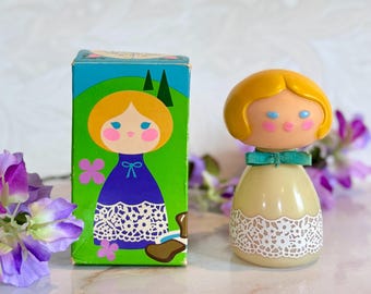 Small World By Avon Vintage “Swiss Miss” with Bow - Full Cologne Mist Bottle in Box - NOS - Mary Blair for Disney - 1970’s New Old Stock