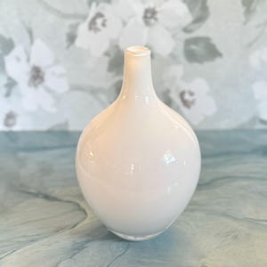 Vintage White Cased MCM Sleek Modern IKEA Vase designed in Sweden by Johanna Jelinek -  1990s Retro Scandinavian Glass Vase - Mid Century
