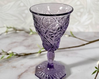 Verre à eau violet « Cosmos Amethyst » vintage unique - Verre à motif floral et passe-temps - Verrerie ton bijou Mid-Century