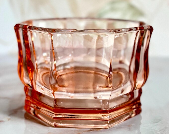 Vintage Indiana Glass Concord Pink Octagonal Glass Candy Bowl or ...