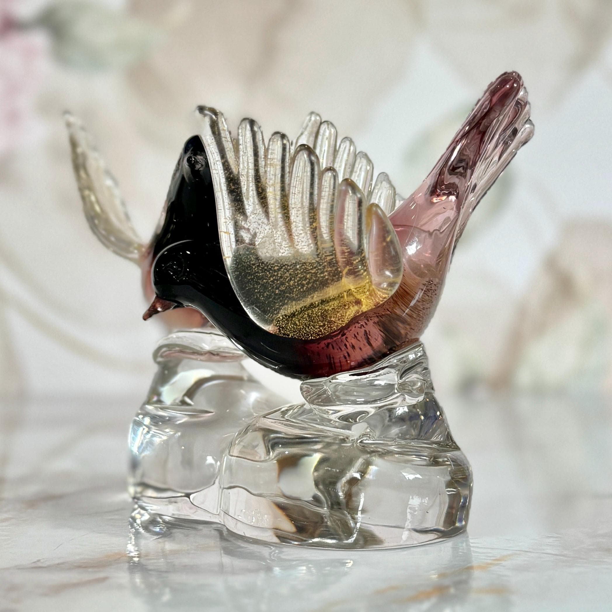 Salviati Murano Vintage Mid Century Hand Blown Glass Love Birds