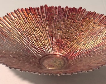 Vintage Red Glass Decorative Bowl, Retro Home Decor