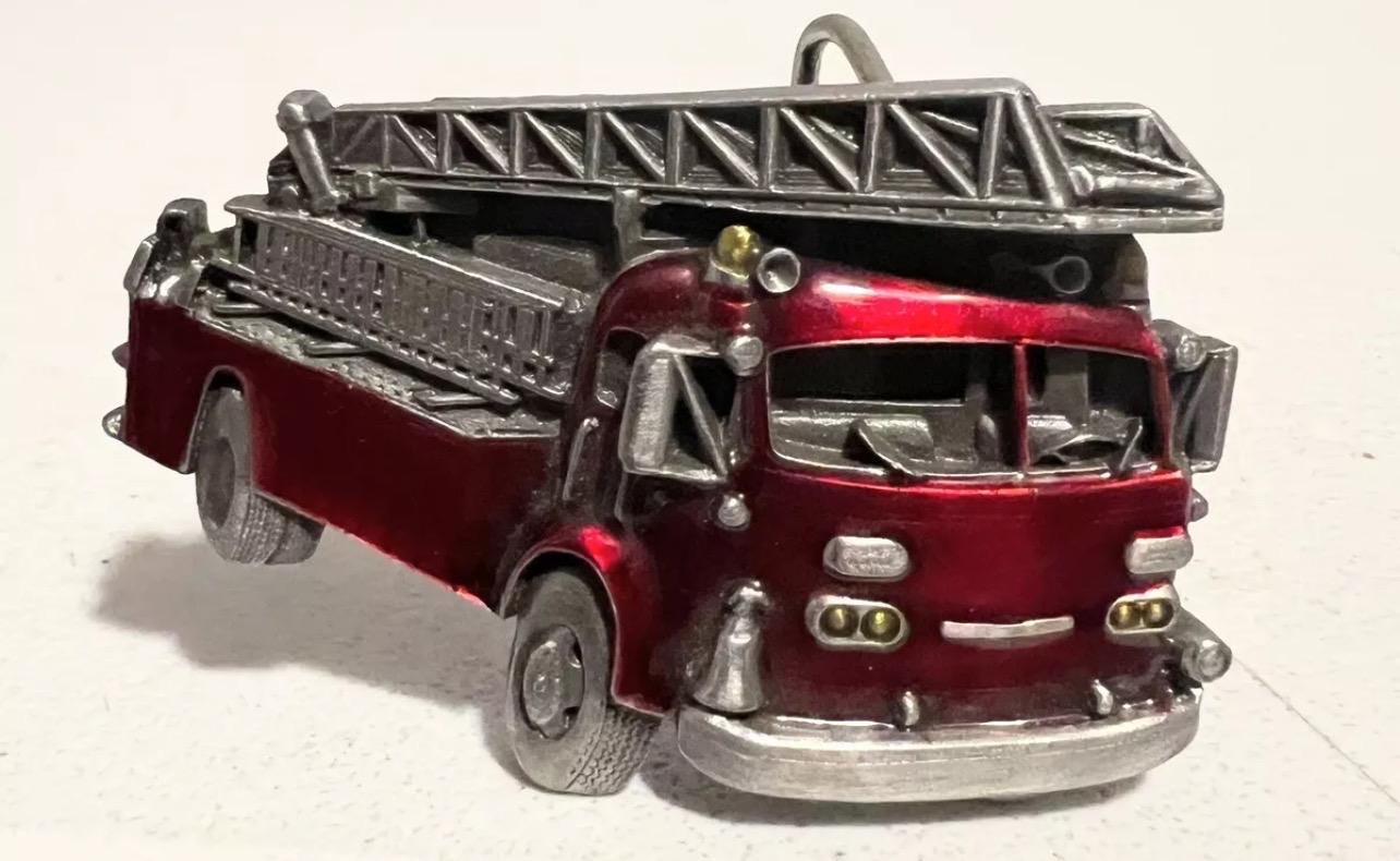 Boucle De Ceinture Vintage 1978 - Camion De Pompiers échelle En Laiton - Style Rétro Pompier États-Unis
