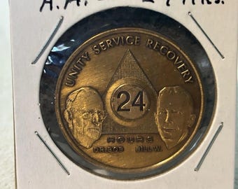 1 Year AA Sobriety Chip – Extra Large 1.5 Inch Bronze Medallion With Serenity Prayer - View #9