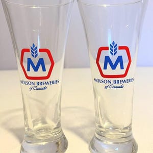 Set Of 2 Molson Breweries Of Canada Beer Pilsner Glass  7&quot; Tall