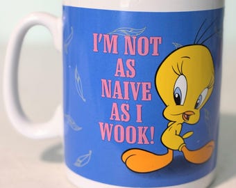 Vintage 1997 Tweety Bird Mug, Warner Brothers Studio Store