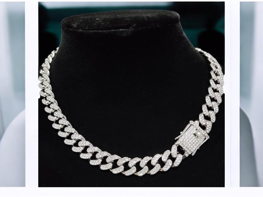 Iced Out Miami Cuban Link Chain Necklace 13mm – Hip Hop Bling Jewelry ...