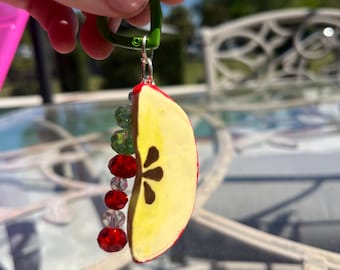 Apple Slice Keychain Charm