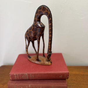 Hand Carved Wood Giraffe Figurine