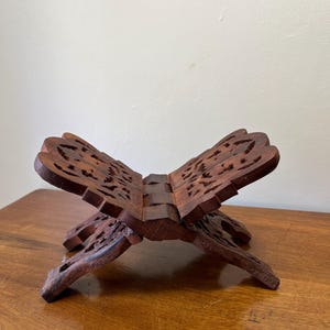 Vintage Indian Handcarved Collapsable Wooden Stand