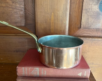 Vintage Copper Saucepan with Brass Handle | ODI Portugal Rustic Kitchen Cookware