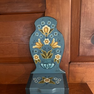 Folk Art Painted Wood Wall Organizer | Painted Kitchen Organizer