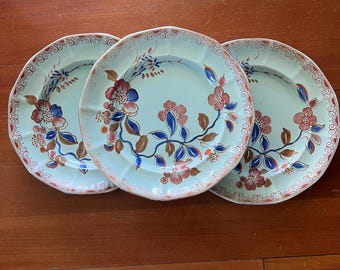 Vintage Adams Calyx Ware "Singapor" Hand-Painted Plates (Set of Three)