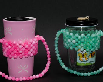 Beaded Cup Holder with Handle – Kawaii Drink Carrier