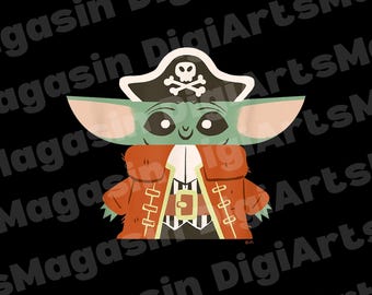 Diseño PNG de pirata Grogu, clipart de Halloween de Star Wars (descarga digital)