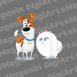 Secret Life of Pets 2 Max and Gidget Fluff Love PNG Design Officially Licensed by Illumination Instant Download for T-shirts, Mugs, Stickers