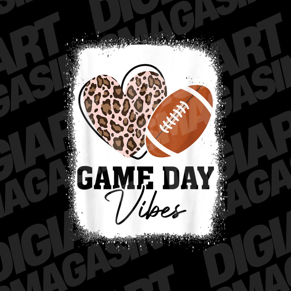 Game Day Vibes Png | Leopard Print Football Graphic | Trendy American Football Design For Shirts, Hoodies, Mugs & More | Instant Download Fashion24Hs