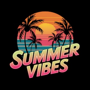 Summer Vibes T Shirt, Retro Sunset Tee, Beach Palm Trees Graphic Shirt, Tropical Vacation T-Shirt, Trendy Holiday Top, Gift Idea