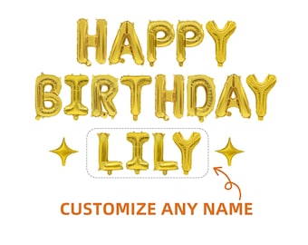 Bannière ballon joyeux anniversaire personnalisée, ensemble de décorations de fête personnalisées