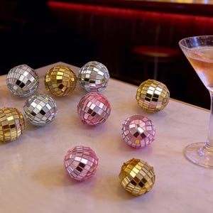 Mini Disco Balls Silver or Pink | Disco Cake Decorations | 3cm Glitter Balls | Retro Party Decor | Cake Toppers | 70s Theme Party image 6