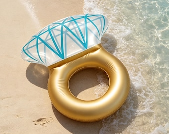 Bouée gonflable en forme de bague de fiançailles | Bague de fiançailles gonflable | Décoration pour enterrement de vie de jeune fille | Accessoire photo de plage | Fête à la piscine estivale