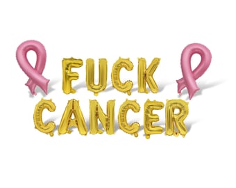 Ensemble de bannières avec ballons à lettres FUCK CANCER, décoration de célébration sans cancer, ballon à monter soi-même, campagne de sensibilisation au cancer, 16 pouces