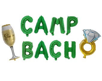 Ensemble de ballons lettres Camp Bach | Décoration d'enterrement de vie de jeune fille | Enterrement de vie de jeune fille : un camp d'été à thème Camp de montgolfières